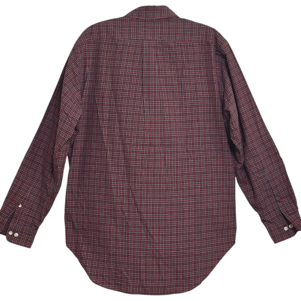 Ralph‎ Lauren Button Up Shirt Men Red Black Plaid Classic Fit Preppy 15.5 32/33